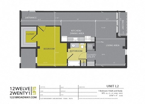 a floor plan of a unit with a yellow and gray floor